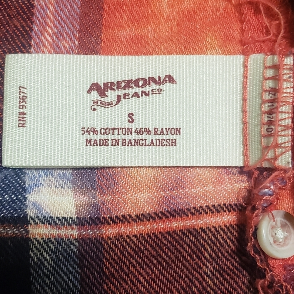 ARIZONA ...ORANGE Plaid Button-Up Shirt...SIZE:SMALL - Picture 9 of 10